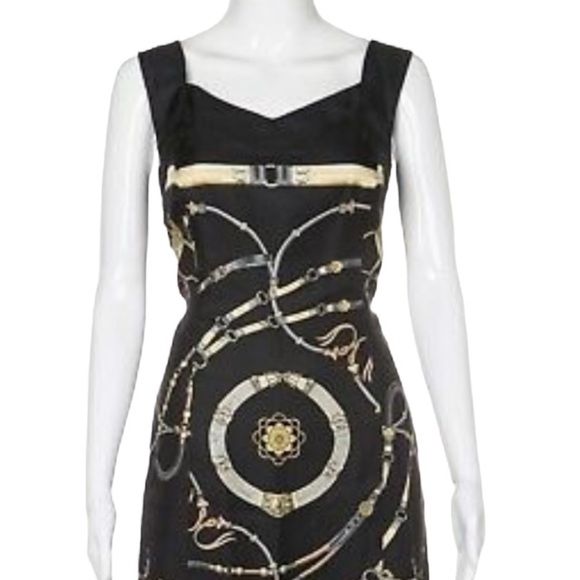 J. McLaughlin Silk Dress V Neck Equestrian Print Sleeveless Size 6 - Picture 2 of 12